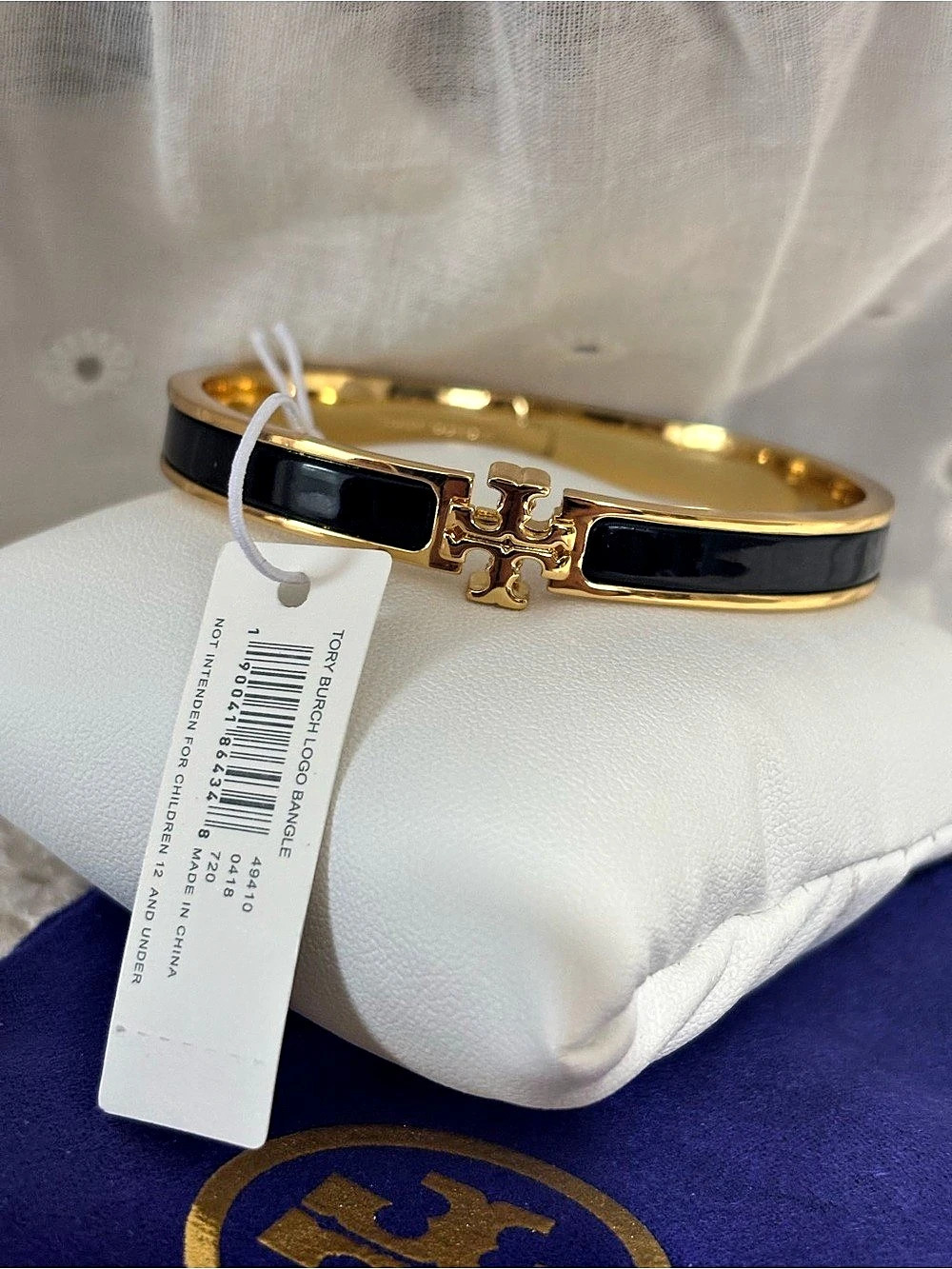 Tory Burch Logo Bangle Black & Gold